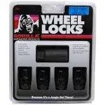 Gorilla Wheel Locks, Black, 12mm x 1.50 Thread, Bulge Acorn, 12x1.5, 71631NBC 