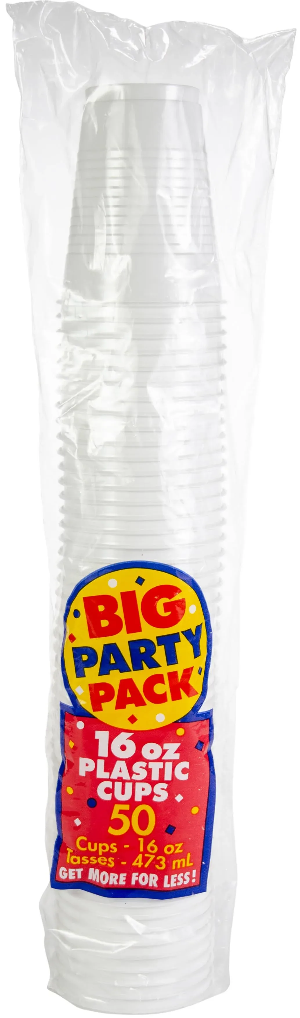 White Plastic Cups, 16oz, 50ct