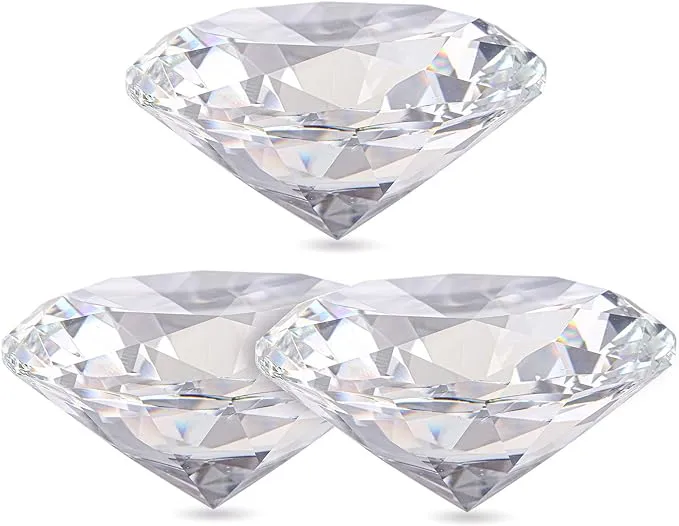 3 Pack 80 Mm/3.15 Inch Crystal Diamond Paperweight, Clear K9 Sparking Glass Diam