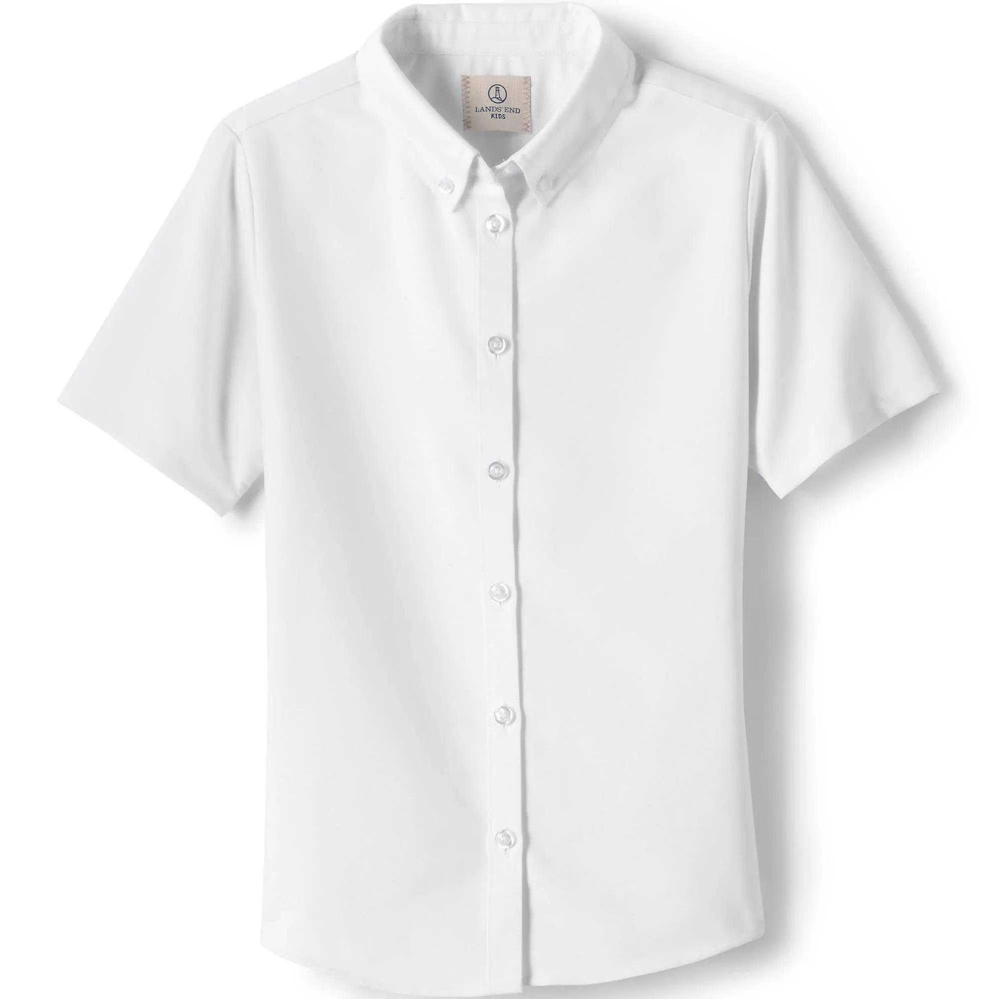 Lands' End School Uniform Girls Short Sleeve Oxford Dress Shirt - 14 - White