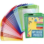 Bonbela Dry Erase Pockets 30 Pack - Dry Erase Sleeves - Reusable Sheet Protector