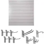 CrownWall 48 in. x 48 in. Starter Bundle PVC Slatwall Panel Set with Locking Hook Kit, 10-Pack