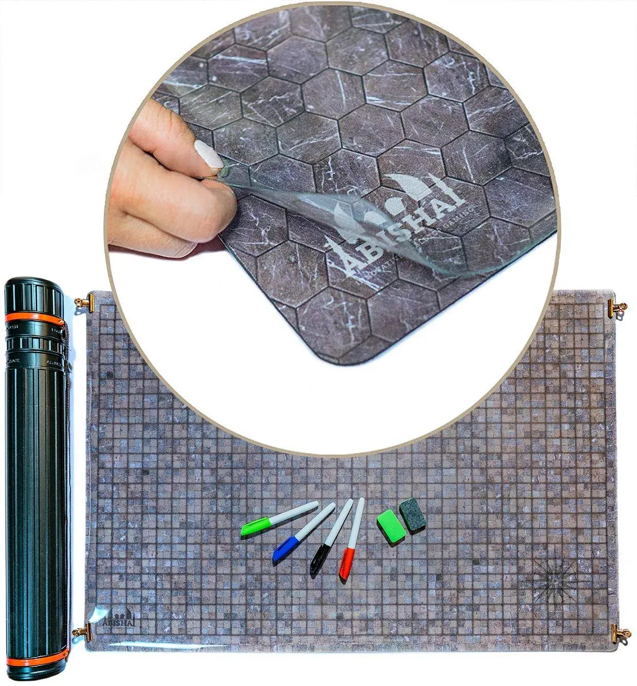 RPG Battle Grid Mat Cobblestone - 24" x 36" Double Sided Neoprene Mat Plus Dry ...