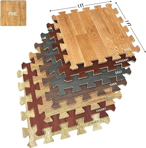 Wood Grain Floor Mats Foam Interlocking Mats Each Tile 3/8-Inch Thick Flooring W