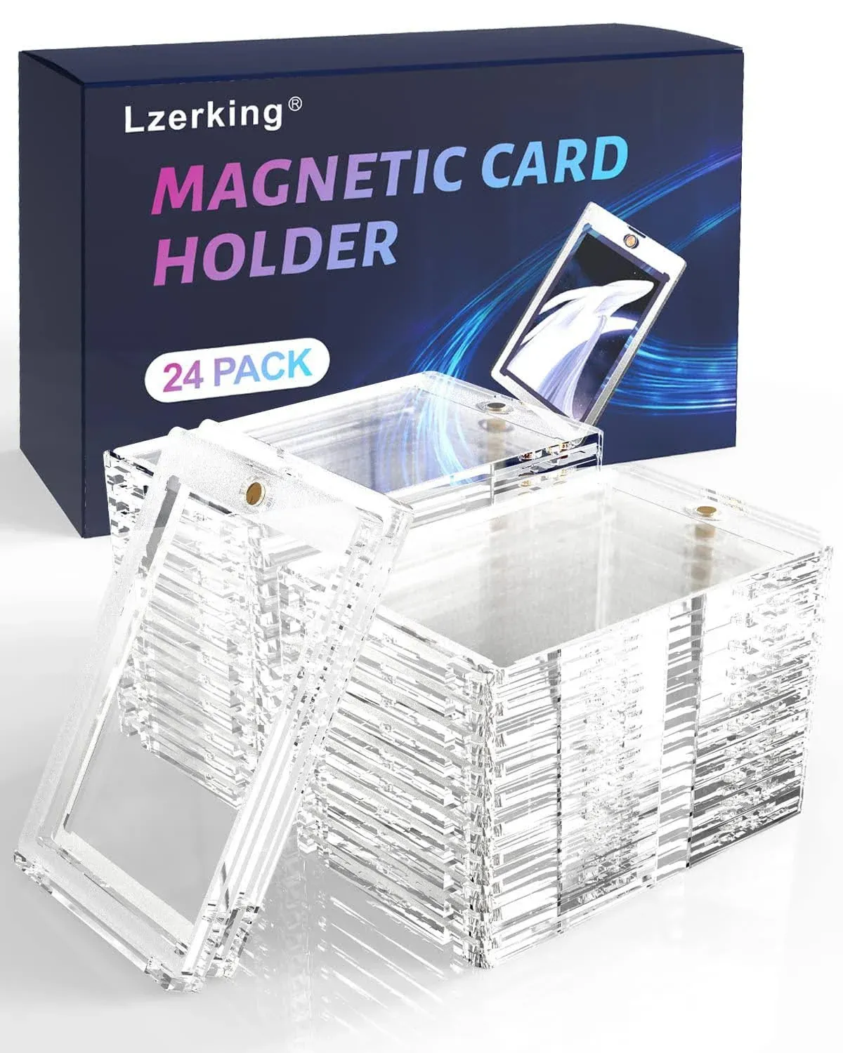 Magnetic Card Holders, Acrylic, 24 Pack, 35PT One Touch Card Holder Trading Card