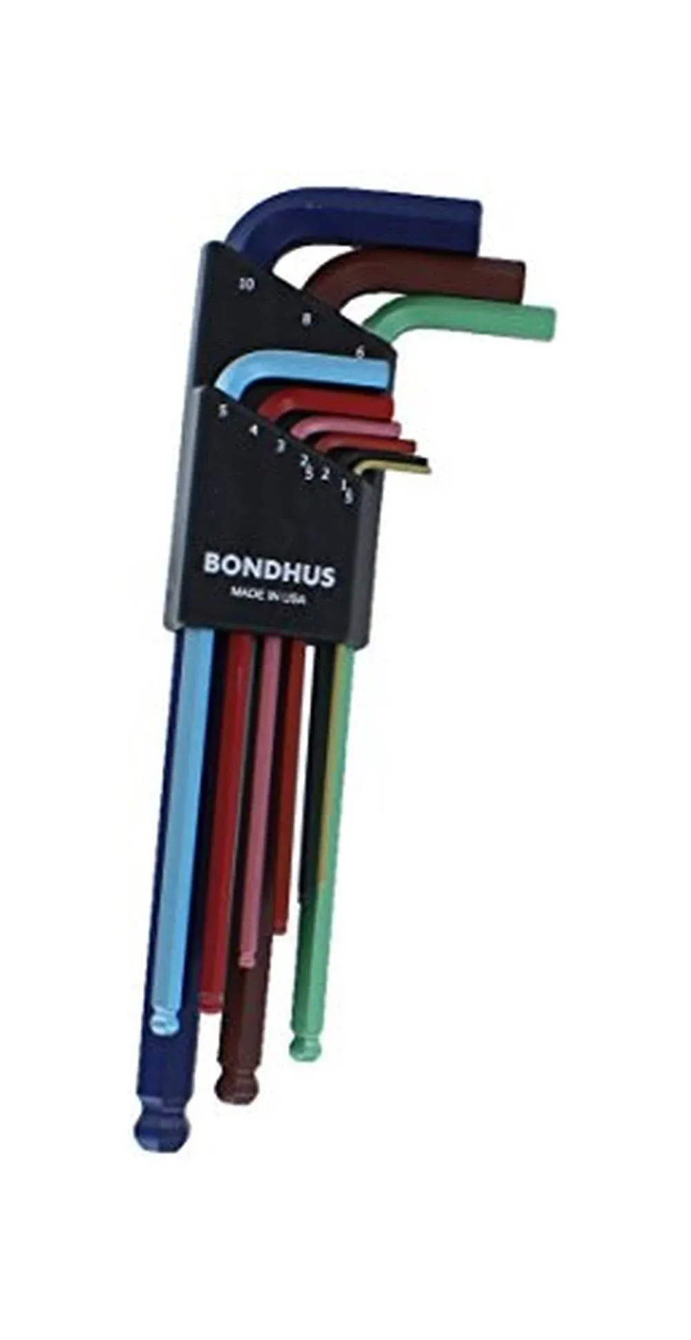 Bondhus 69499 Ball End L-Wrench Colorguard Set, 9 Pc.