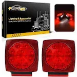 Partsam Waterproof Square LED Trailer Light - Red LED Stop Turn Tail License Brake Running Light