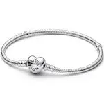 Pandora Sterling Silver Moments Women's Heart Clasp Snake Chain Bracelet