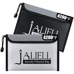 Jaliell Fireproof Money Bag (9.5x6.5 inches), Black Waterproof and Fireproof