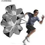 KUYOU Running Speed Training, 2 Umbrella Speed Chute 56 inch Running Parachute Soccer Training for Weight Bearing Running and Fitness Core Strength