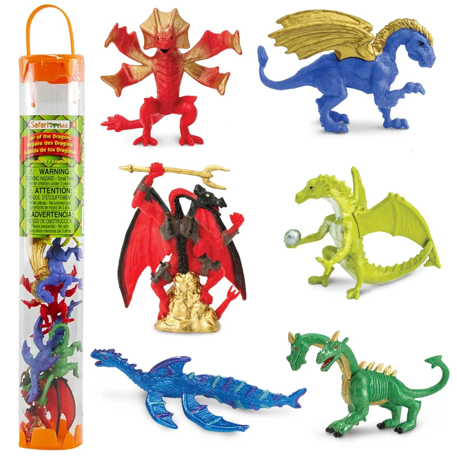 Safari Ltd. Lair Of The Dragons Collection 2 Designer Toob - 6 Miniature Dragon Figures for Fantasy Themed Play, Boys, Girls & Kids Ages 3+