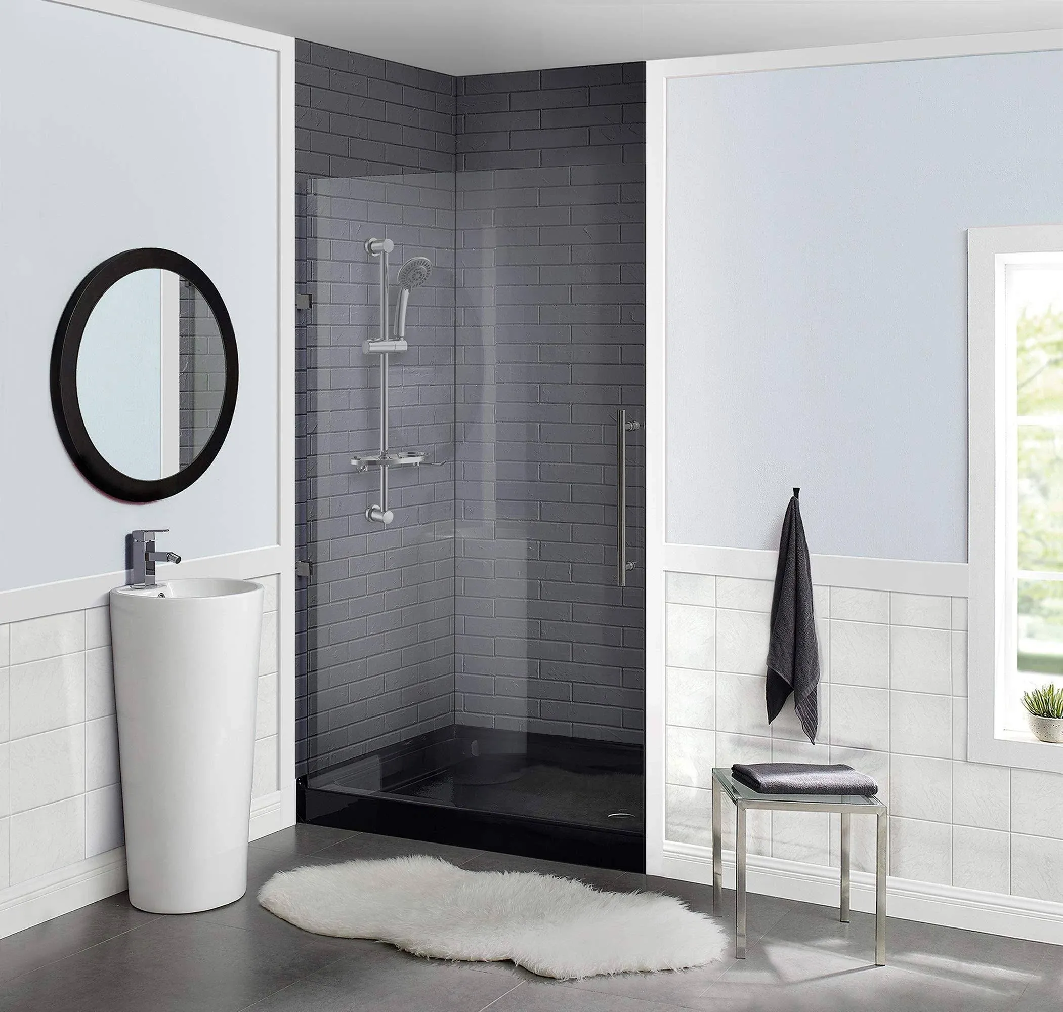 Swiss Madison Voltaire 36" x 36" Acrylic Black, Single-Threshold, Center Drain, Shower Base SM-SB529