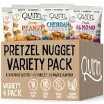 Quinn Gluten Free Pretzel Nuggets Variety Pack - Made with Real Ingredients, Whole Grain Sorghum, Sea Salt, Vegan, Dairy Free, Non-GMO - (2) Peanut Butter, (1) Maple, (1) Cheddah Cheezy (Pack of 4)