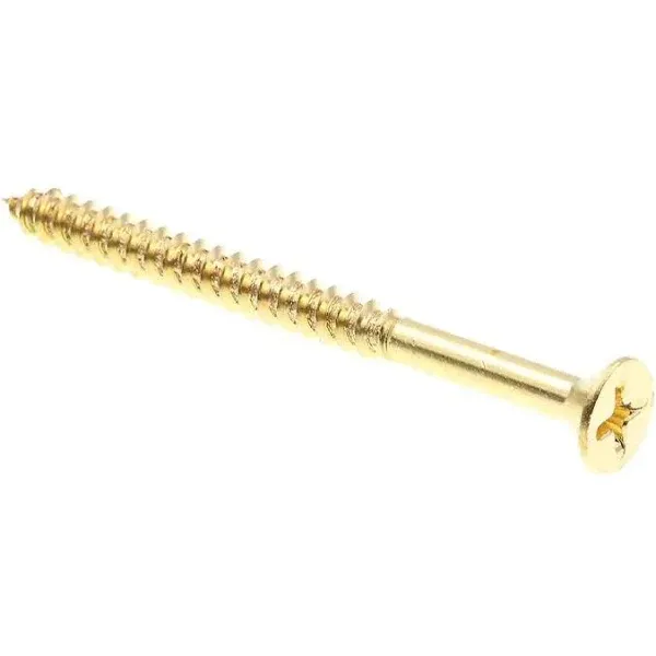 Prime-Line 9035871 Wood Screw, Flat Head Phillips, #10 X 2-1/2 in, Solid Brass, Pack of 50