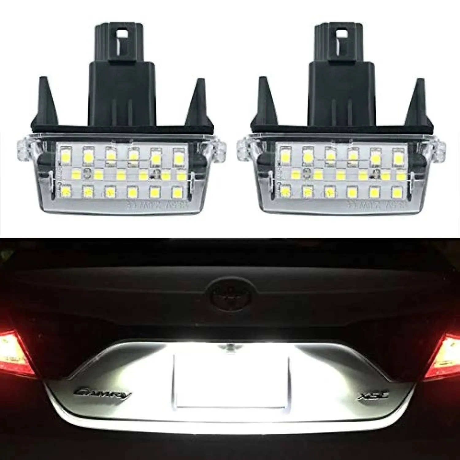 Gempro 2Pcs LED License Plate Light Lamp Assemly for Toyota Camry Yaris Highlander Prius C Avalon, Powered by 18SMD Xenon White LED Lights