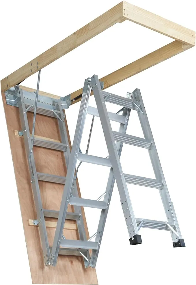 VEVOR Attic Ladder Foldable, 350-pound Capacity, 22.5" x 63", Multi-Purpose Aluminium Extension, Lightweight and Portable, Fits 9.5'-12' Ceiling Heights, Convenient Access to Your Attic Standard