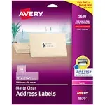 AVE5630 Matte Clear Easy Peel Address Labels, Laser, 1 x 2 5/8, 750/Box