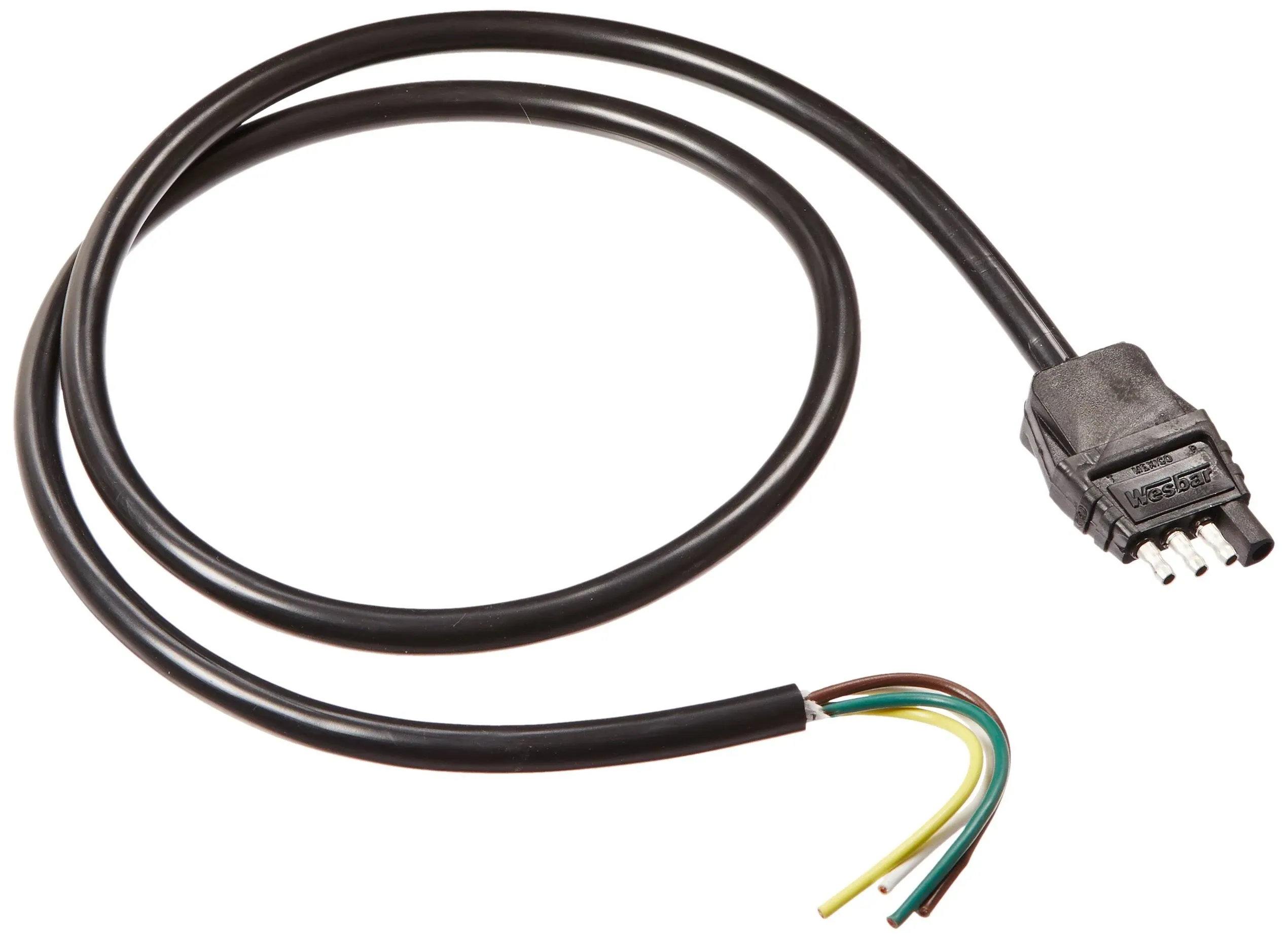 Wesbar 787264 4-Flat Trailer End Connector; 4-Foot Jacketed Cable