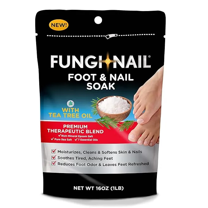 Fungi-Nail Foot & Nail Soak with Tea Tree Oil - Moisturize, Reduce Foot Odor, & Soothe Aching Feet - A Therapeutic Blend of Rich Mineral Epsom Salt, P