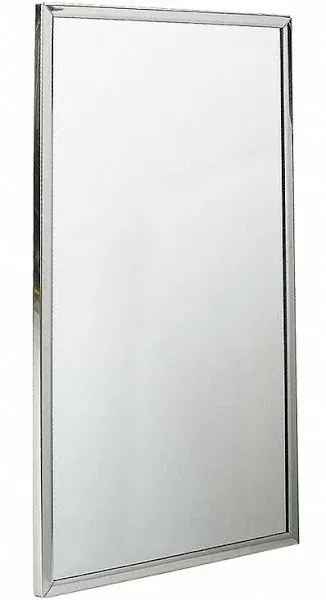 Wall Mount, Channel Frame Mirror, Bright Polished Stainless Steel Frame