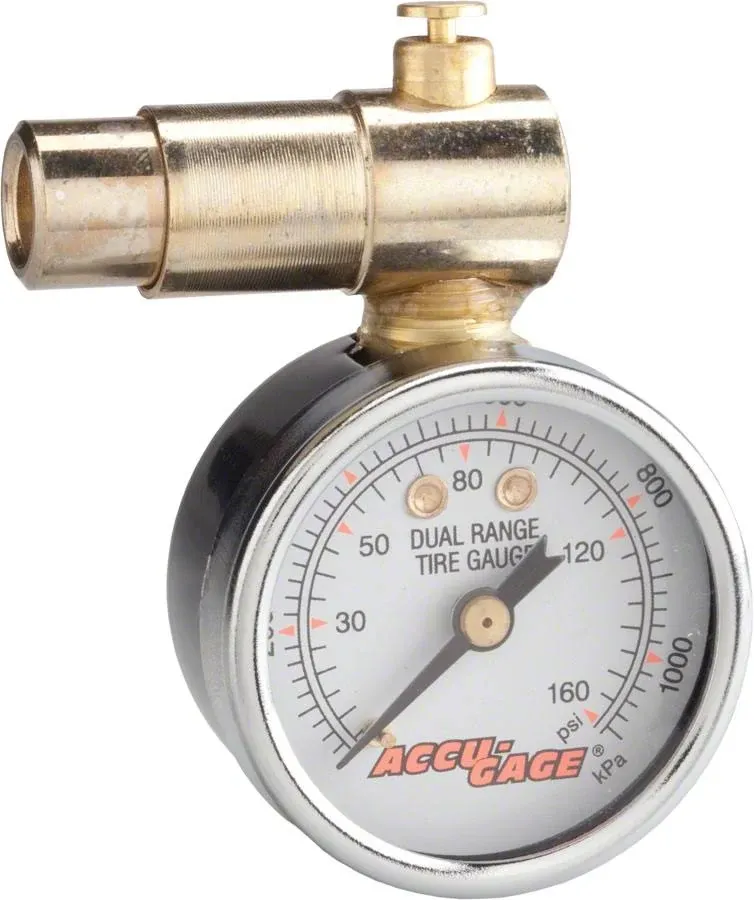 Accu-Gage by Milton Schraeder Valve Bike Tire Pressure Gauge with Bleed Valve, for 0-160 PSI - ANSI Certified