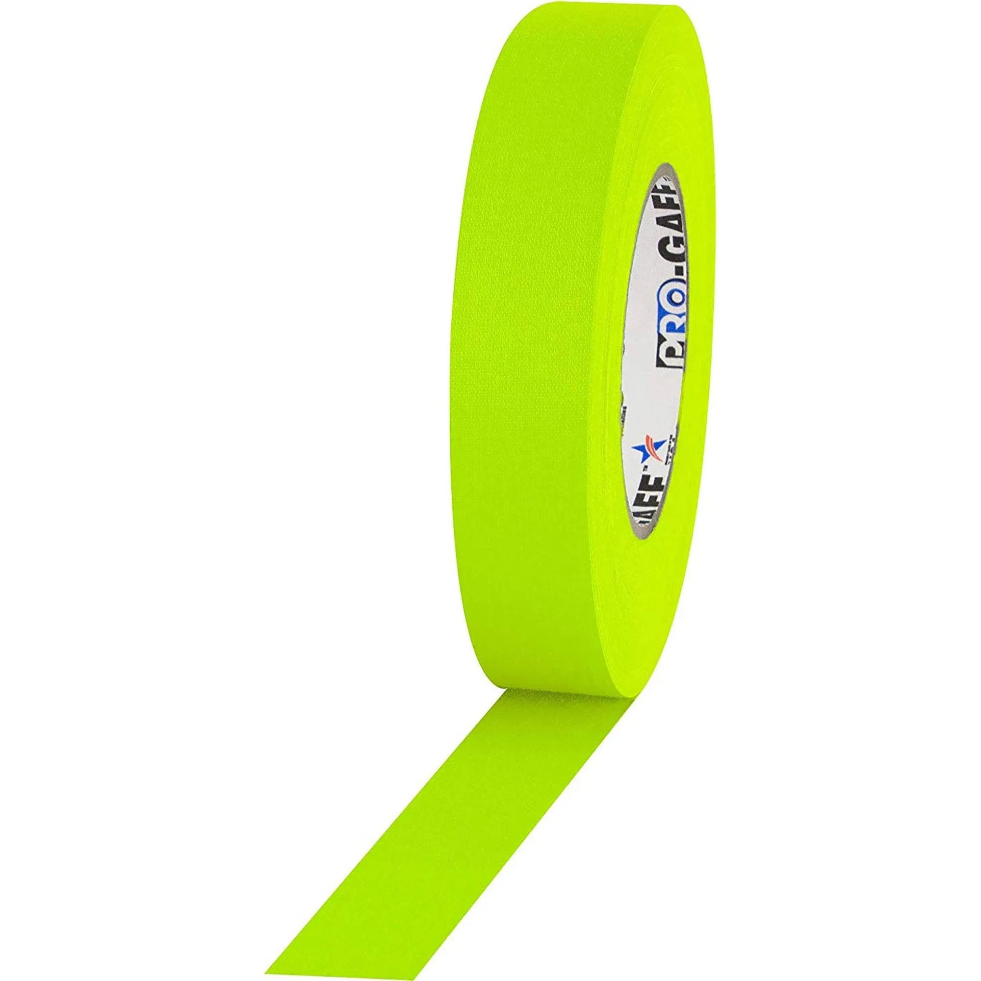 1" Width ProTapes Pro Gaff Premium Matte Cloth Gaffer's Tape With Rubber Adhesive, 50 yds Length x, Fluorescent Yellow (Pack of 1)