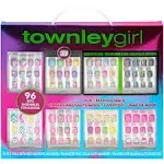 Townley Girl 96 Pcs Press-On Nails Including 3D and Glow-In-Dark Artificial False Nails Set for Tweens with Pre-Glue Full Cover Acrylic Nail Tip Kit, Great for Gifts, Parties, Sleepovers and Makeovers