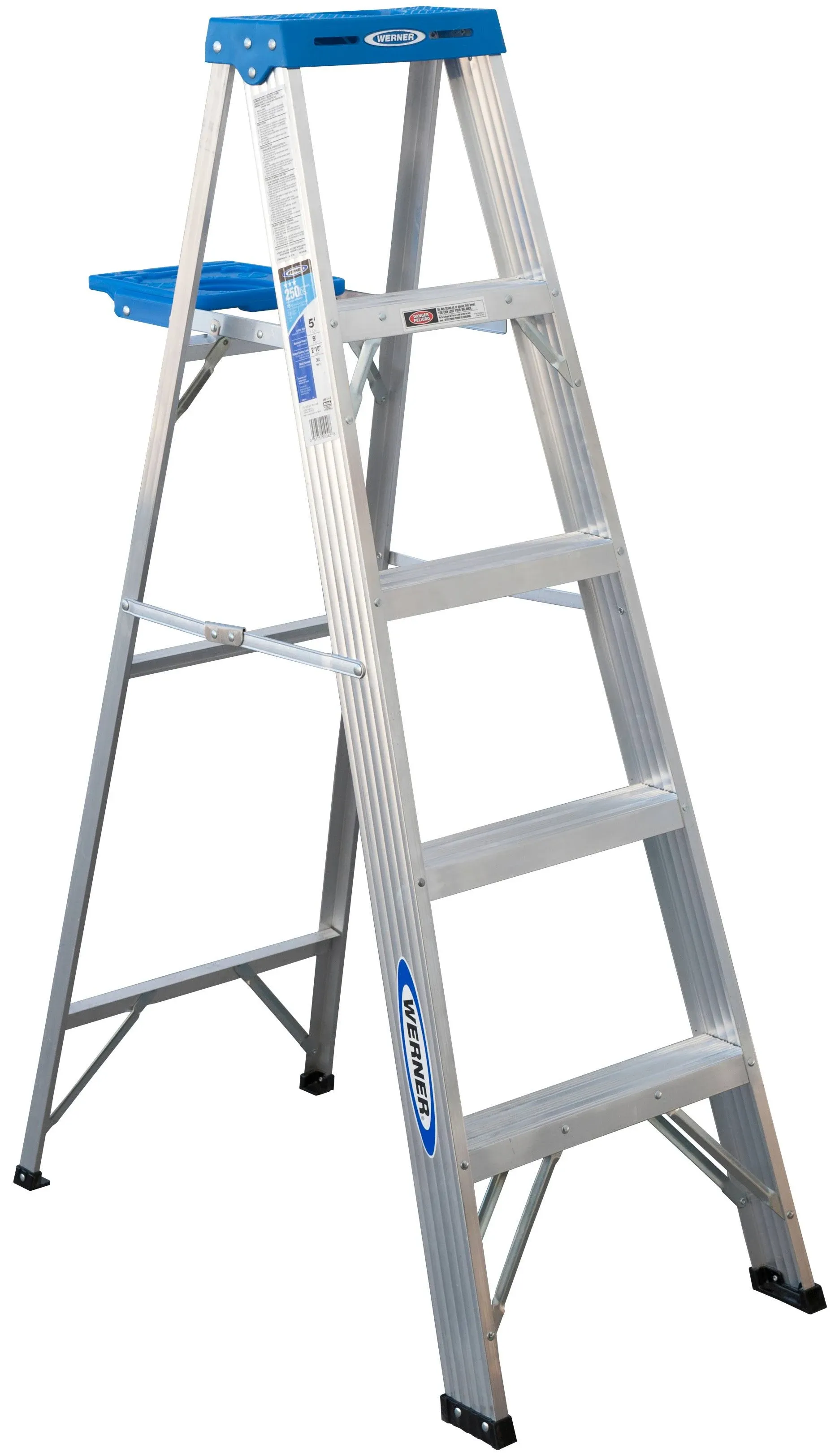 Werner 5 ft. Aluminum Step Ladder with 225 lb. Load Capacity Light Duty Non-Slip