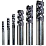 Rip Cutting Tools 6-Pc 4-Flute SE AlTiN HP Carbide End Mill Set Sizes