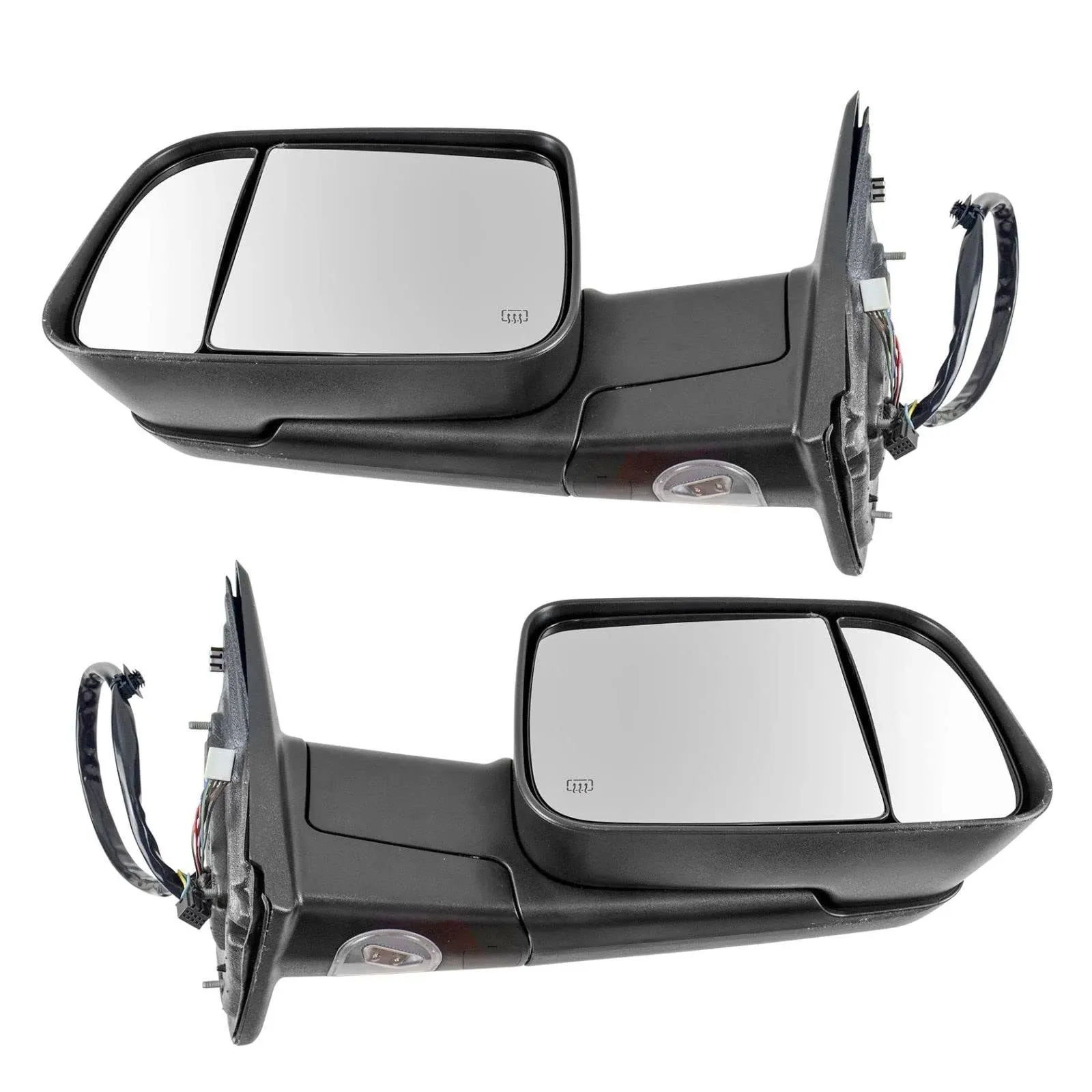 Tow Mirror Power Folding Heated Signal Memory Puddle Light Black Pair for Ram