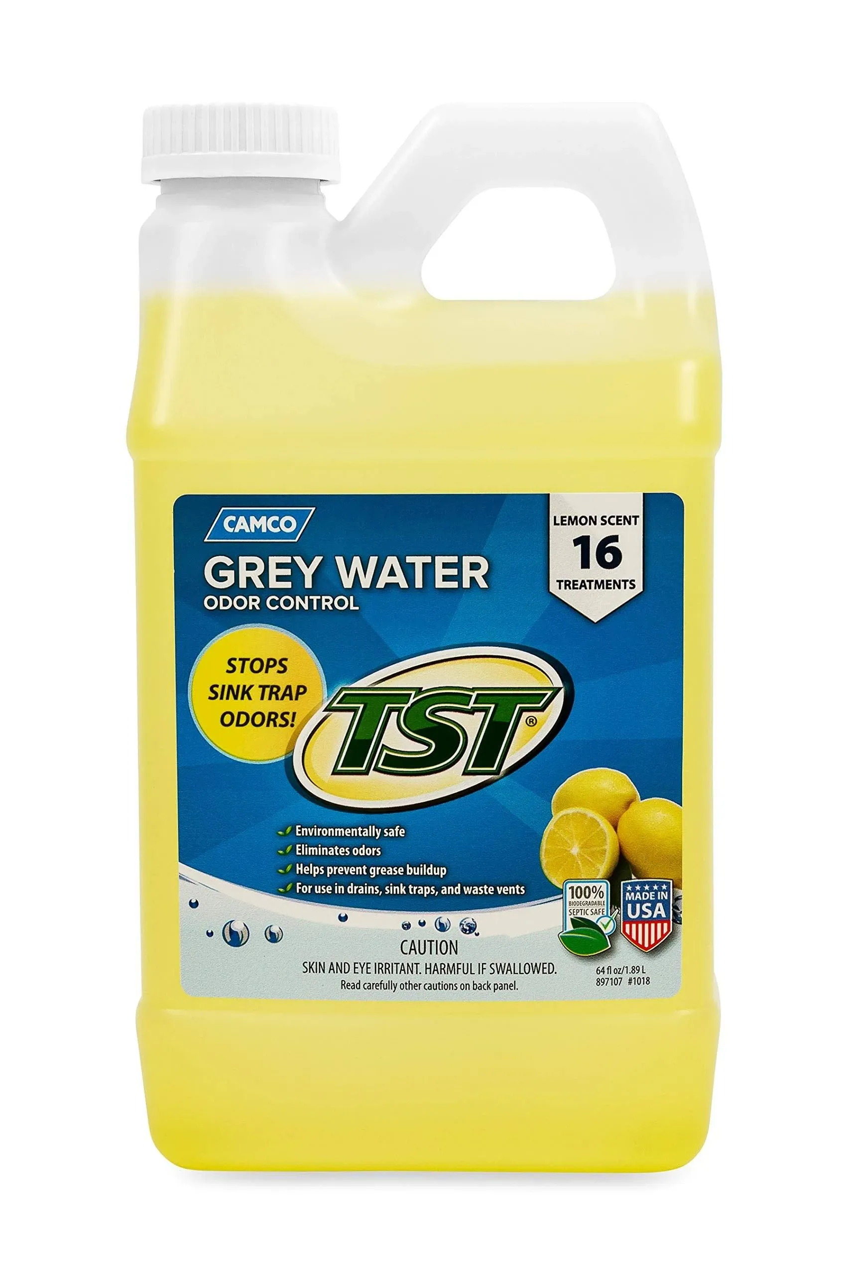 Camco 40256 TST Lemon Scent Grey Water Tank Treatment - 64 Oz.