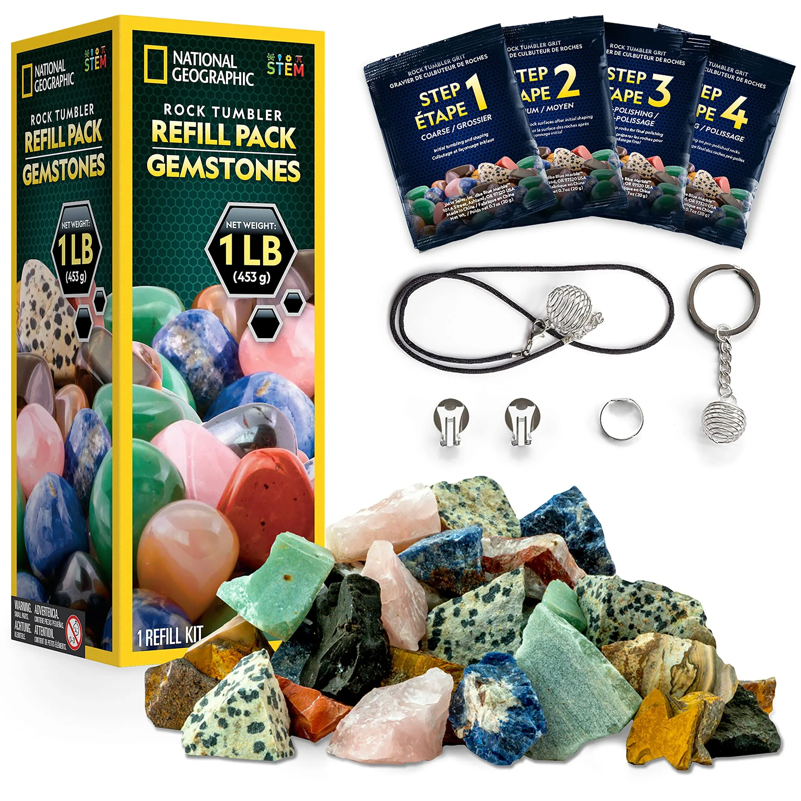 NATIONAL GEOGRAPHIC Rock Tumbler Refill Kit - Gemstone 1 Pound Learning Guide 