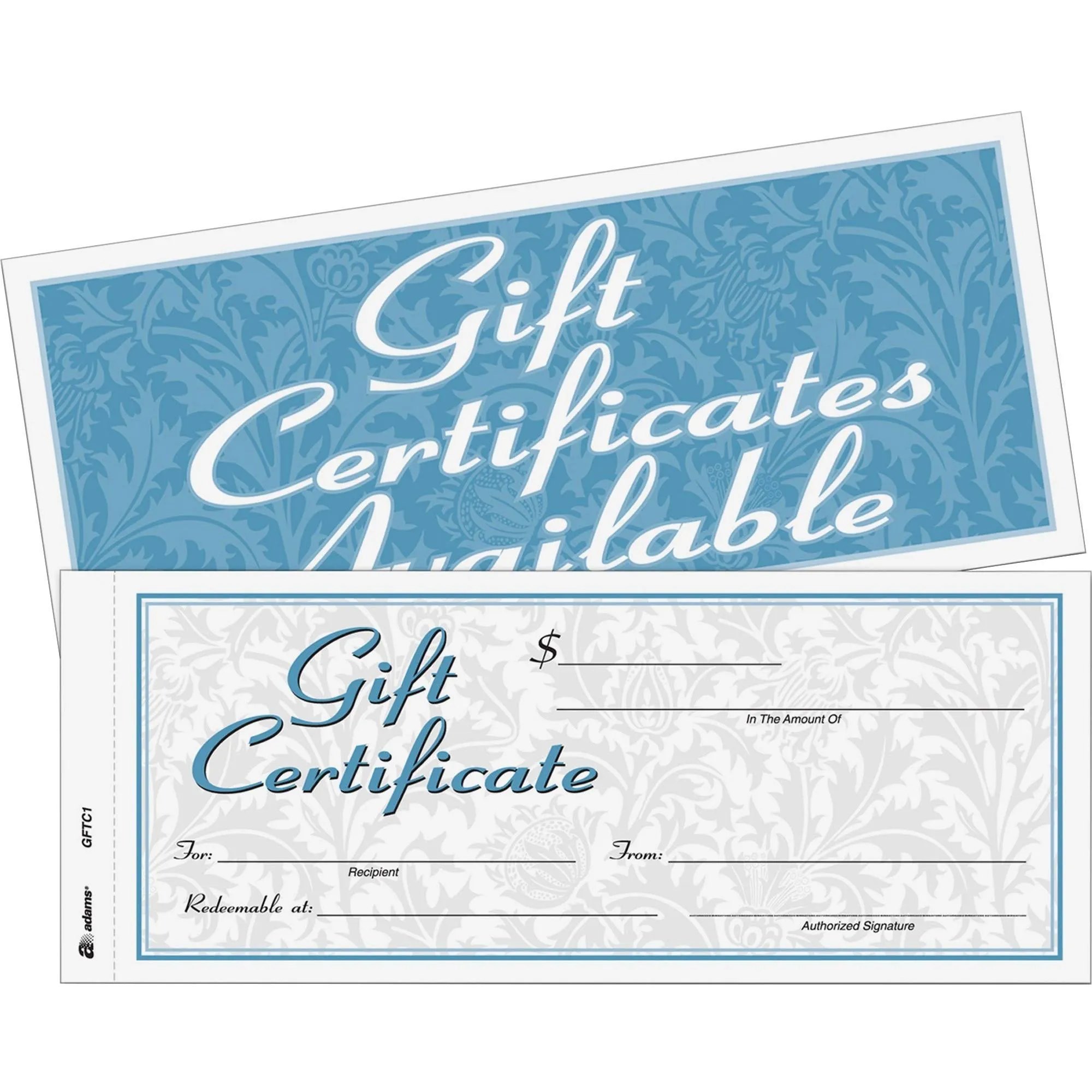 Adams Gift Certificates with Envelopes, 2-Part, Carbonless, White/Canary, 8.5" x ...