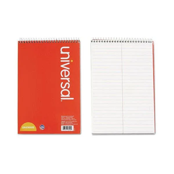 Universal Gregg Ruled Steno Spiral Notebook, White - 80 sheets