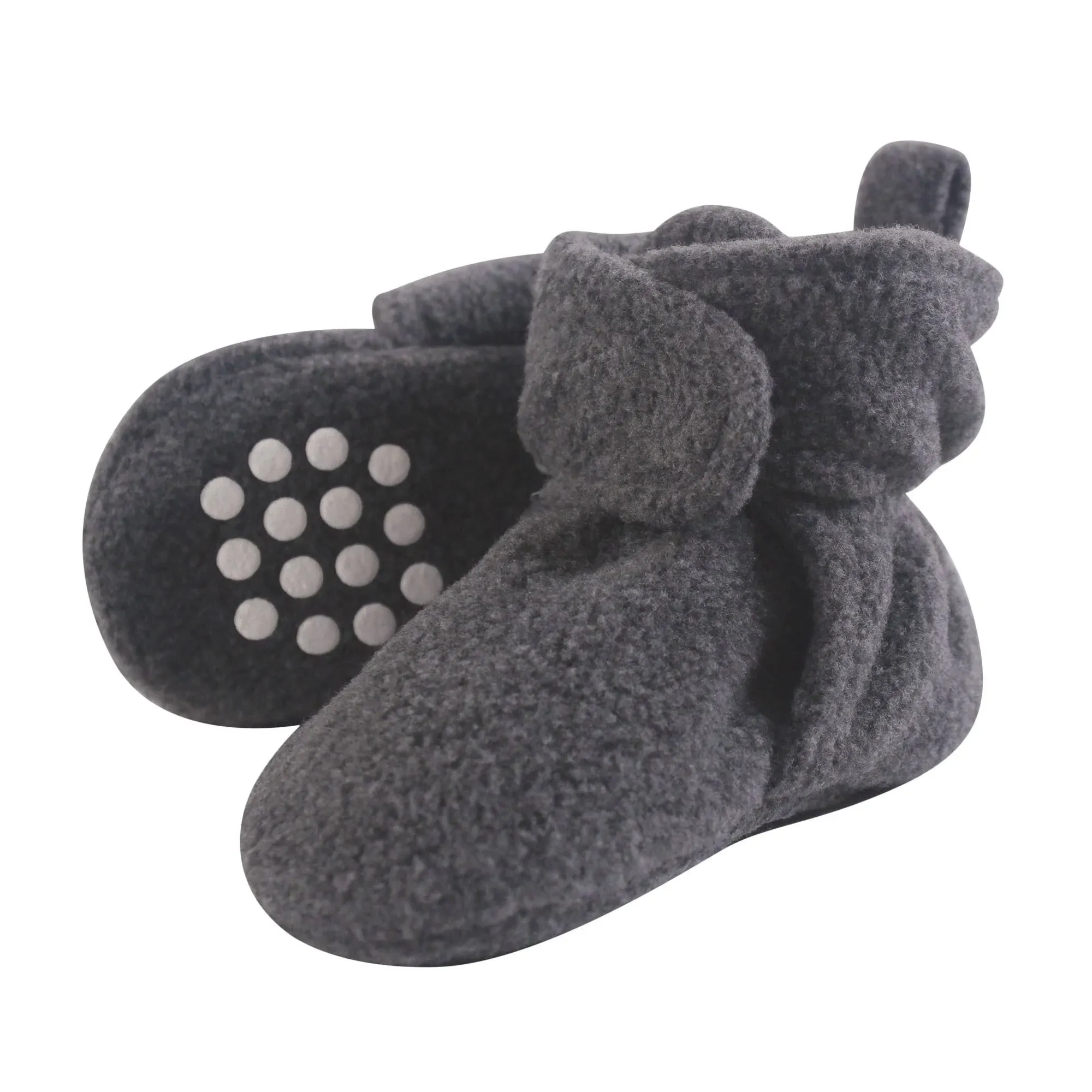 Luvable Friends Baby and Toddler Cozy Fleece Booties, Charcoal Heather, 18-24 Months