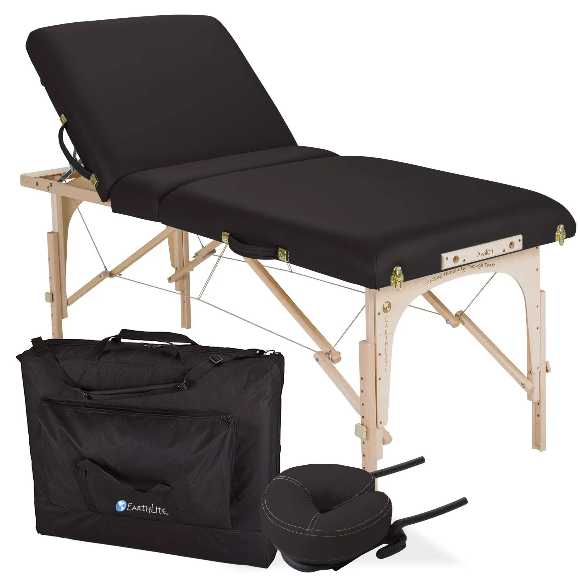 EARTHLITE Portable Massage Table Package AVALON – Reiki Endplate, Premium Flex-Rest Face Cradle & Strata Cushion, Carry Case (30”x73”)