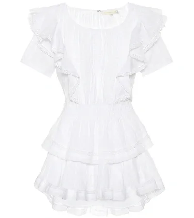 Natasha Ruffle Lace-trim Mini Dress In White