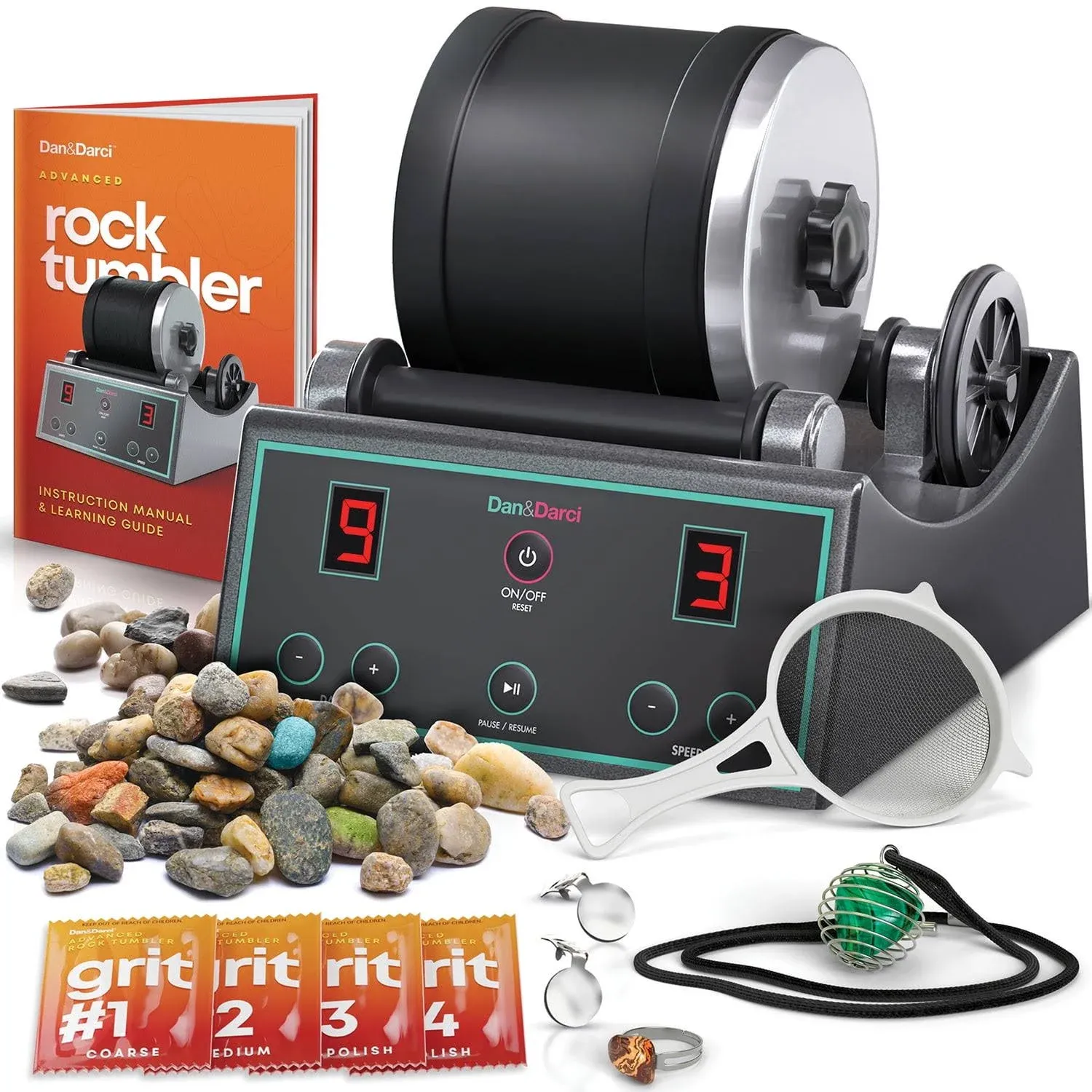 Advanced Professional Rock Tumbler Kit - with Digital 9-Day Polishing Timer &amp; 3