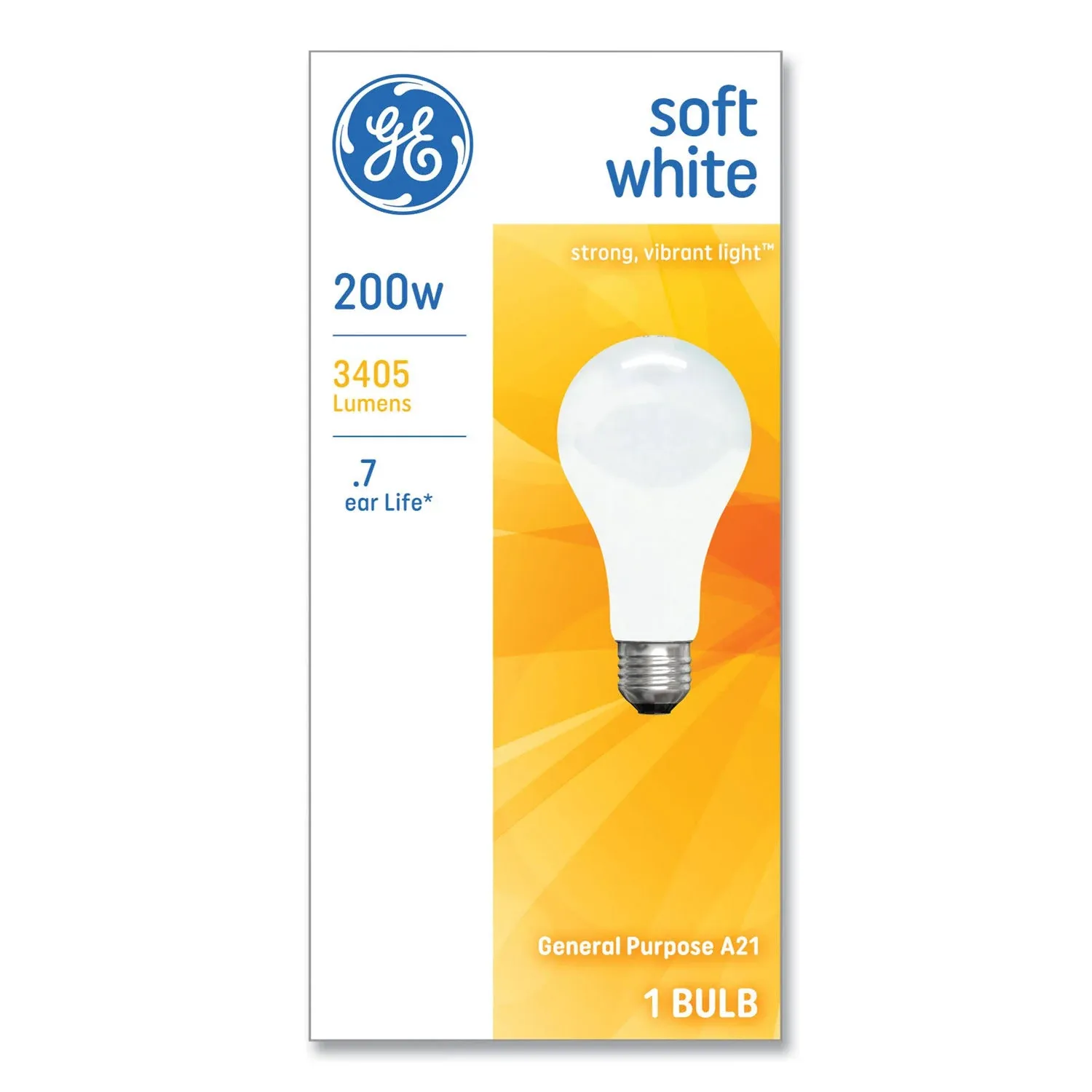 GE Lamps 11585 200-Watt A21, Soft White