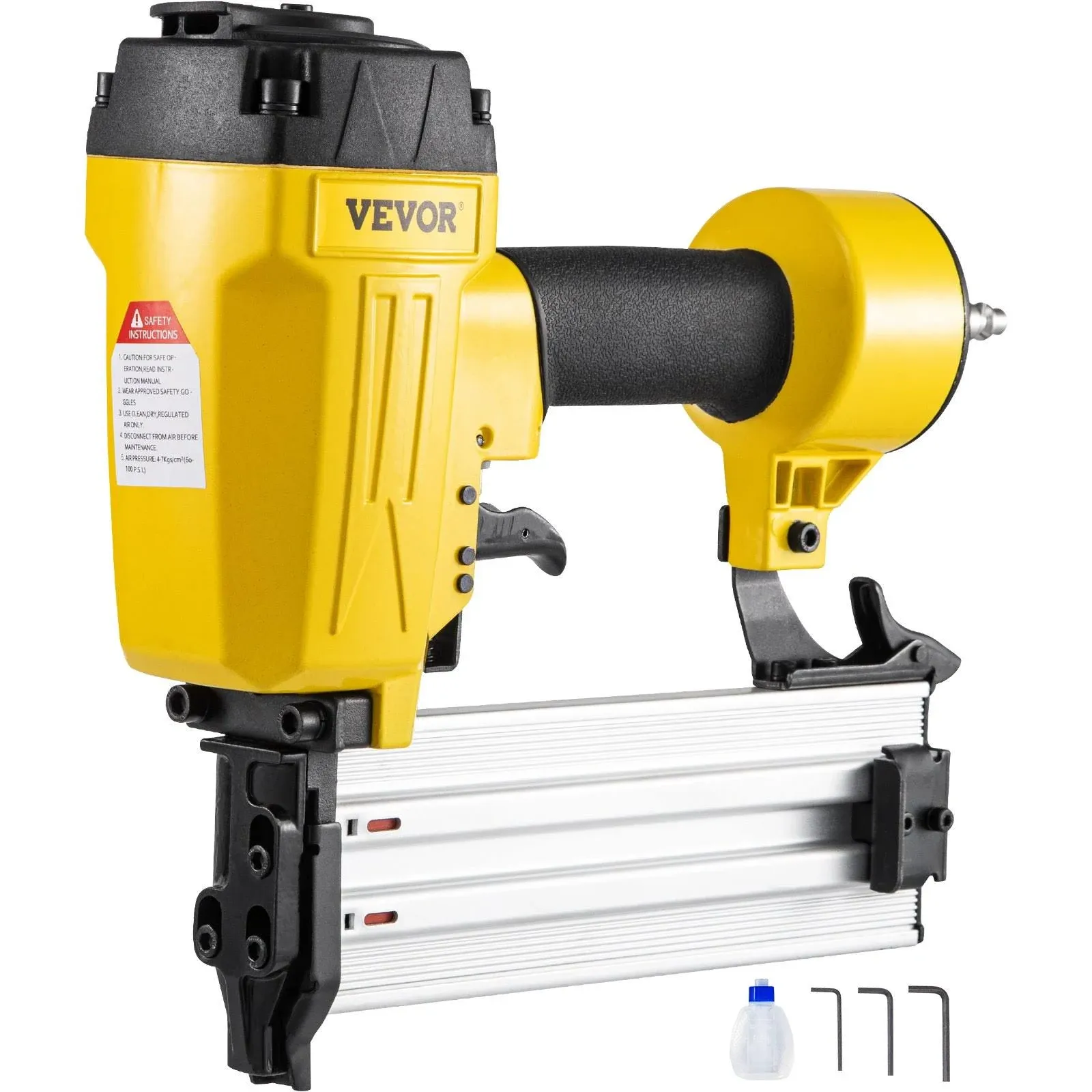 VEVOR Pneumatic Concrete Nailer 14 Gauge 1 to 2-1/2 inch Heavy Duty T Nail Gun w/Ergonomic Handle Framing Nailer used in Woodworking and Upholstery