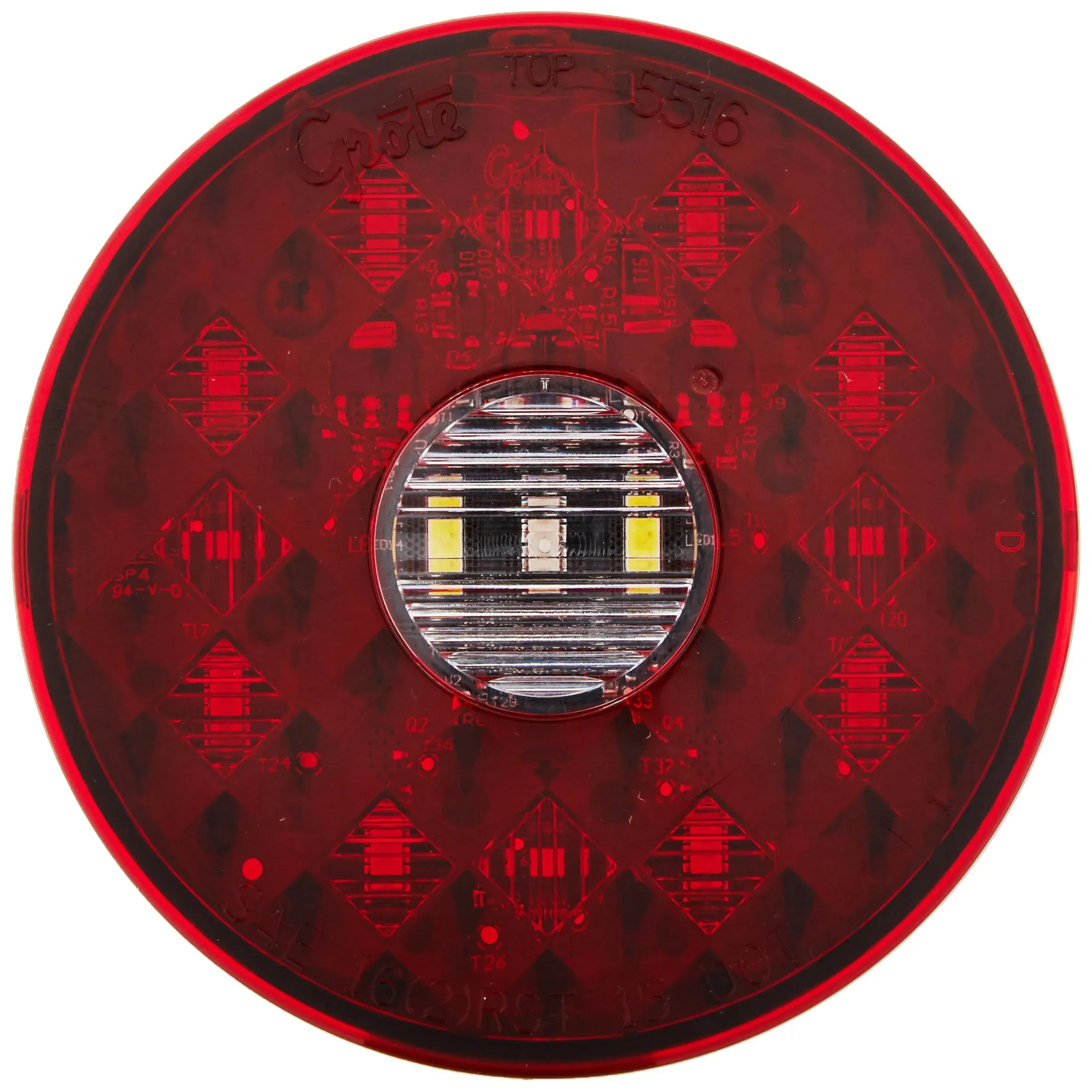 Grote® 55162 - 4&quot; Red Round Grommet/Bracket Mount LED Combination Tail Light with Backup Light