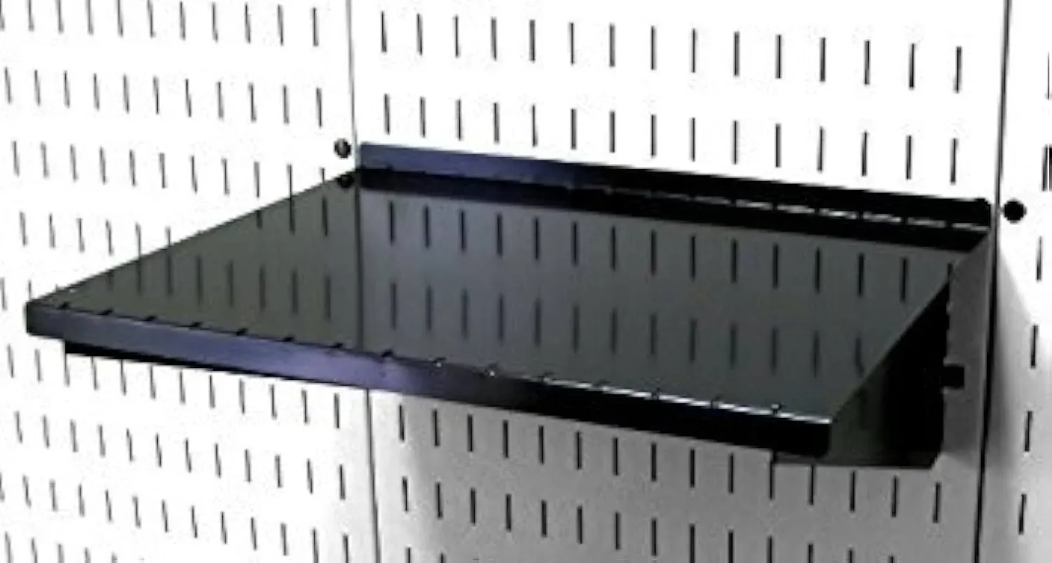 Wall Control ASM-SH-1612 B 12 Deep Pegboard Shelf Assembly for Wall - Black