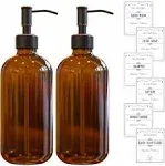 2pack Thick Amber Glass Soap Dispenser With Oil Rubbed Bronze Stainless Steel Ru