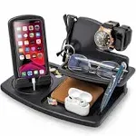 Wood Rotating Swivel Phone Docking Station Ash Key Holder Wallet Stand Watch ...