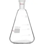 StonyLab Glass 24/40 Erlenmeyer Flask, Borosilicate Glass Heavy Wall Flask with 24/40 Standard Taper Outer Joint - 1L