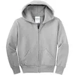 Port & Company - Youth Core Fleece Full-Zip Hooded Sweatshirt. Pc90yzh, Ash