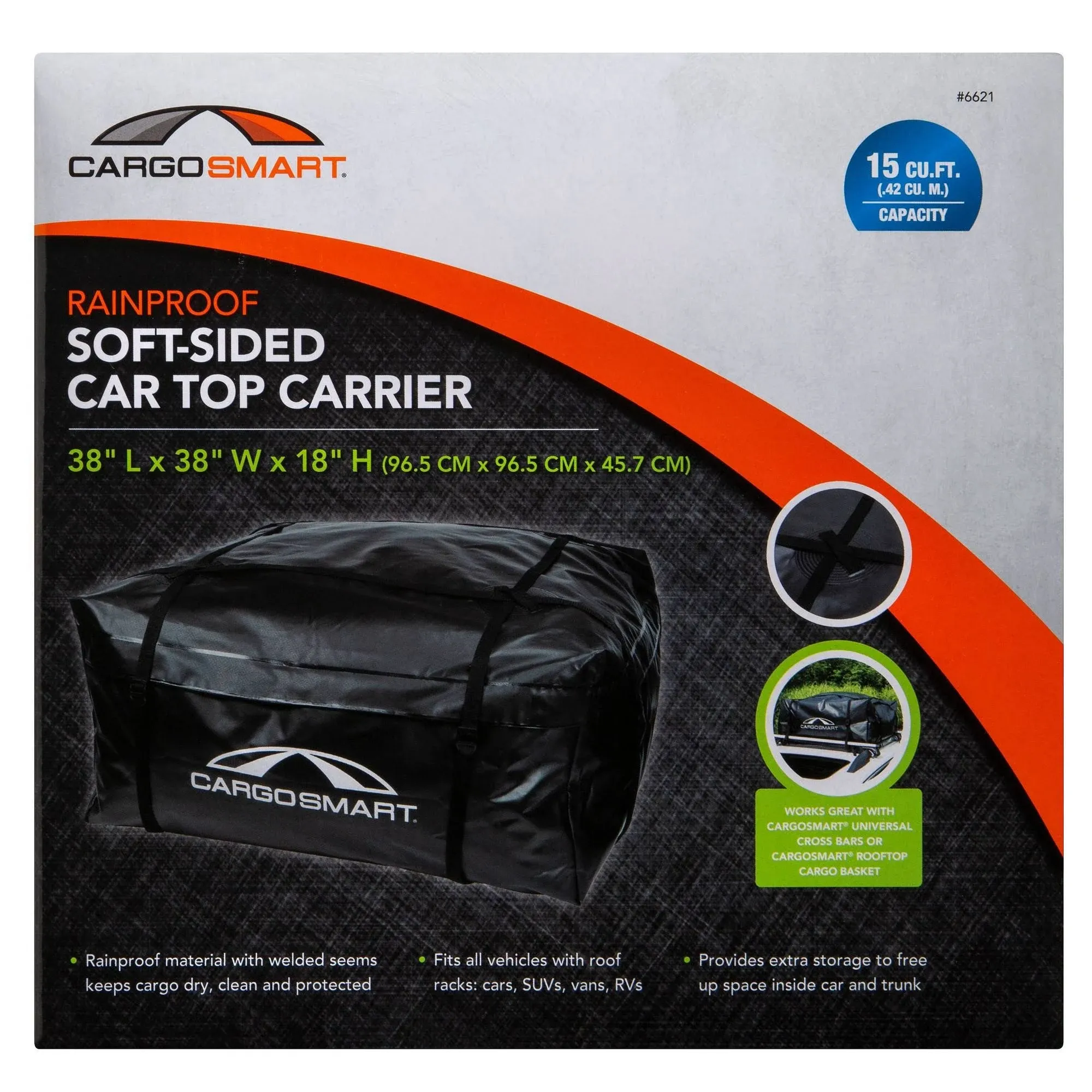 New Unopened 13 Cu Ft Soft Sided Rooftop Cargo Bag Rainproof 54”x21”x20”