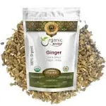 Organic Way Premium Dried Ginger Root Cut & Sifted (Zingiber Officinale) - Organic & Kosher Certified | Raw, Vegan, Non GMO & Gluten Free