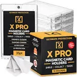 X PRO 35PT Magnetic Card Holder [15/25 Pack] - One Touch Card Holder | Trading Card Protectors | Baseball Card Protectors | Trading Card Case | Sports Card Protectors | Cleaning Cloth Included