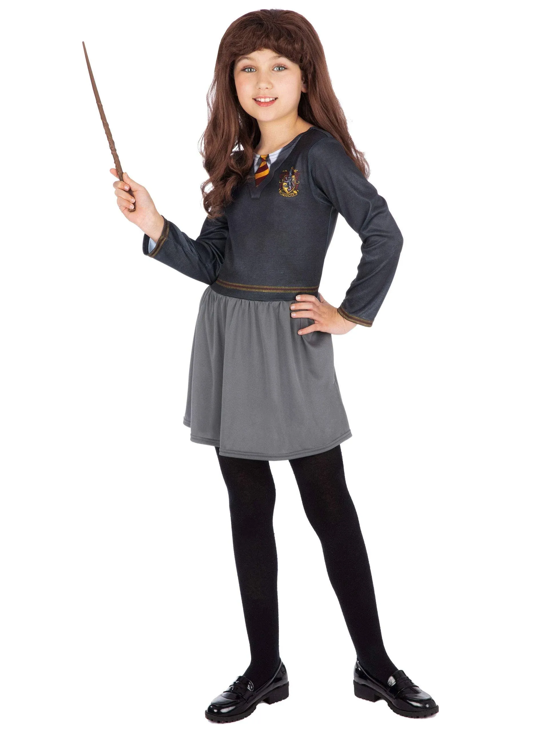 Harry Potter Costume Hermione Girls with Wand and Wig